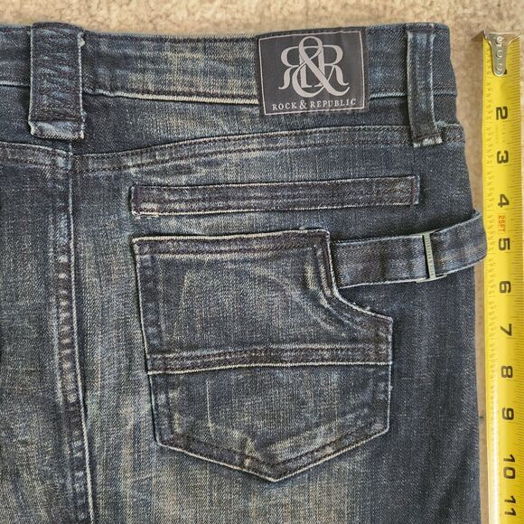 Rock & Republic Womens 8 Jean Mini Skirt Lighting Blue Washed Dark Denim Groupie - Picture 6 of 7